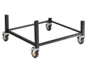 A Smokin Brothers 4″ Caster Wheel for Premier Plus Grills, a black metal square dolly frame equipped with four swiveling caster wheels, designed for moving heavy objects, is shown on a white background.