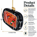 The Barbecue Grill Glass Christmas Ornament by BestPysanky is a 1-inch tall, 4.6-inch wide hand-painted glass ornament with food details and a hanging cord—ideal cookout-themed holiday decor.