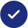A white check mark inside a solid dark blue circle on a light background.