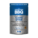 A 16 oz bag of Chicken Fried BBQ Game Over Competition Poultry Brine, featuring a blue and textured gray design with white and blue text.