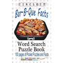 Cover of the Circle It, Bar-B-Que / Barbecue / Barbeque Facts, Word Search, Puzzle Book – Paperback by Books by splitShops, featuring a grill with an array of meats and vegetables. The cover text highlights intriguing barbecue facts alongside entertaining BBQ-themed word search puzzles and lists stores where the book is available.