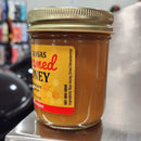 Guenther Apiary Strawberry Creamed Honey 8 oz jar with raw honey and dried strawberries, handcrafted in Arkansas for a smooth, fruity spread at DDR BBQ Supply