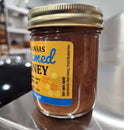 Guenther Apiary Blueberry Creamed Honey 8 oz jar made with raw honey and dried blueberries, smooth and spreadable, crafted in Arkansas and available at DDR BBQ Supply