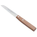 The Messermeister Produce Knife Wood Handle - 4" features a straight stainless steel blade and light brown wood handle with two metal rivets—an essential kitchen tool from Messermeister.