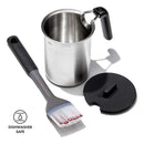 DDR BBQ Supply grilling sauce basting pot and brush set – stainless steel pot with silicone lid and angled bristle brush