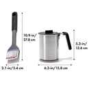 DDR BBQ Supply grilling sauce basting pot and brush set – stainless steel pot with silicone lid and angled bristle brush