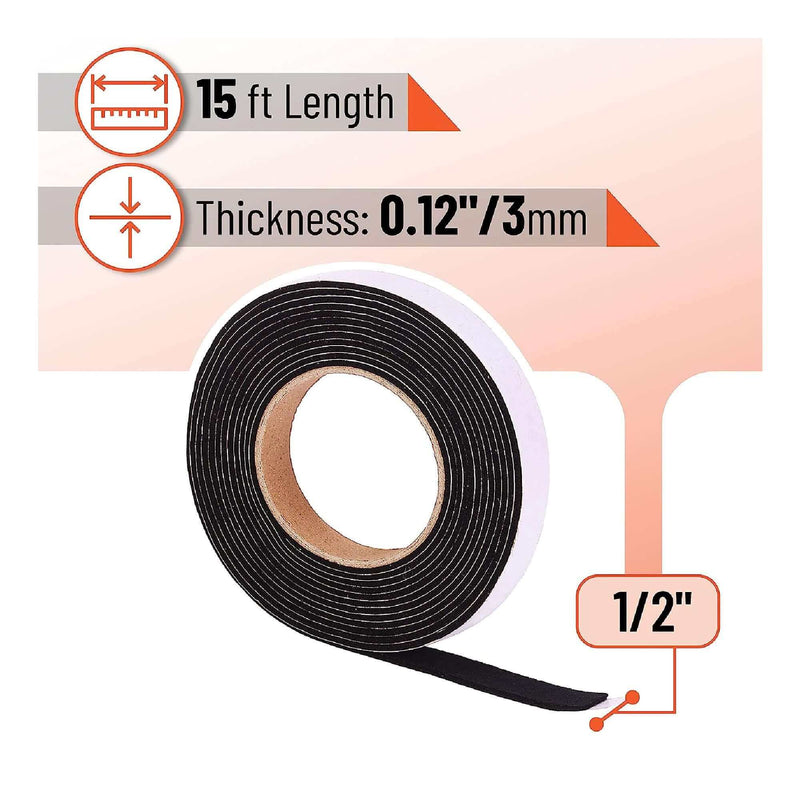 Black BBQ Smoker Gasket Seal – 1” X 1/8”, 15 Feet Long, For Sealing Grills & Smokers