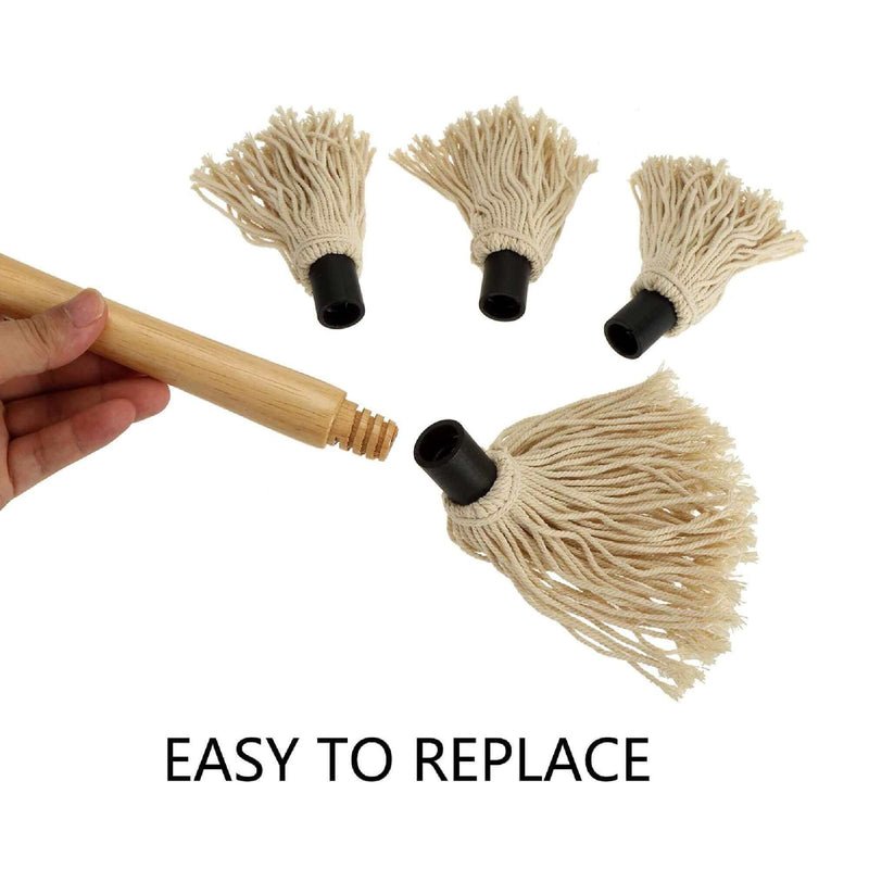 DDR BBQ Supply Basting BBQ Mop 2 pack with 6 replacement heads – cotton grilling mop for sauces and marinades