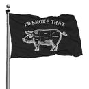 DDR BBQ Supply I'd Smoke That Pig BBQ Flag 3x5 – durable polyester pork lover flag for grilling competitions