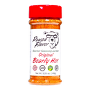 DDR BBQ Supply Pawpa Flavor Bearly Hot seasoning rub in a clear shaker bottle with a red lid and bear logo label.