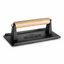 DDR BBQ Supply Napoleon cast iron chef's press with a wooden handle for even searing on grills and griddles.