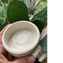 DDR BBQ Supply handmade cream-colored ceramic shave bowl with a wide rim for lathering soap pucks