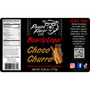 DDR BBQ Supply Pawpa Flavor Bearly Legal Choco Churro seasoning label featuring chocolate churro graphics.
