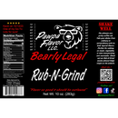 DDR BBQ Supply Pawpa Flavor Bearly Legal coffee rub seasoning label with nutrition facts and QR code