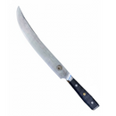 DDR BBQ Supply Spaceman Knives Interstellar butcher scimitar with a 10.5-inch Damascus blade and blue honeycomb handle.