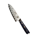 DDR BBQ Supply Spaceman Knives petty chef knife with Damascus steel blade and patterned handle on marble surface