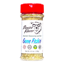 A 4.5 oz low sodium seasoning bottle labeled Pawpa Flavor Gone Fishin’ Seafood Seasoning & Rub from Pawpa Flavor LLC features a bear logo, red cap, and icons for low sodium, vegan friendly, and gluten free—ideal as a citrus herb rub or seafood seasoning.