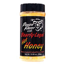 DDR BBQ Supply Pawpa Flavor Bearly Legal Hot Honey seasoning in a black bottle with a bear logo and fine spice blend.