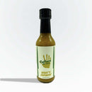 A bottle of Culture Hot Sauce What's Japanin' by Culture Hot Sauce, featuring a green and white label and displayed upright on a white background, embodies the lively flavors of a Japanese citrus hot sauce inspired by yuzu kosho—an ideal way to add bold taste to your sushi.