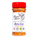 DDR BBQ Supply Pawpa Flavor Mama Gras mild Cajun seasoning rub in a clear plastic bottle with a red cap.