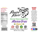 DDR BBQ Supply Pawpa Flavor Mama Gras mild Cajun seasoning label with bear logo and nutritional information