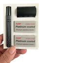 DDR BBQ Supply matte black safety razor with textured handle and two packs of platinum coated stainless steel blades