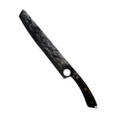 DDR BBQ Supply Spaceman Knives Meteor Series brisket slicer with a patterned stainless steel blade and wood handle.