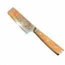DDR BBQ Supply Spaceman Knives Interstellar Nakiri with a 67-layer Damascus steel blade and olive wood handle.