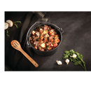 DDR BBQ Supply Napoleon 4.5qt porcelain-coated cast iron Dutch oven filled with a hearty beef and vegetable stew