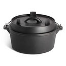 DDR BBQ Supply Napoleon 4.5qt porcelain-coated cast iron Dutch oven with a dual-purpose lid on a white background.