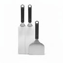 DDR BBQ Supply Napoleon 3-piece stainless steel griddle tool set with spatulas and scraper on a white background