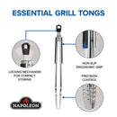 DDR BBQ Supply Napoleon Essential Series grill tongs featuring a locking mechanism, ergonomic grip, and grooved ends.