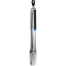 DDR BBQ Supply Napoleon Essential Series stainless steel grill tongs with ergonomic handle and locking mechanism.