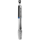 DDR BBQ Supply Napoleon Essential Series stainless steel grill tongs with ergonomic handle and locking mechanism.