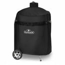 DDR BBQ Supply black water-resistant cover for Napoleon 18-inch kettle grill with wheels and adjustable straps.