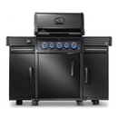 DDR BBQ Supply Napoleon Phantom Rogue PRO-S gas grill in matte black with under-grill storage cart and blue LED knobs