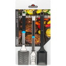 DDR BBQ Supply Napoleon Rebel grill tool set featuring a spatula, tongs, and basting brush in retail packaging.