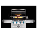 DDR BBQ Supply Napoleon rotisserie kit cooking a roast on a stainless steel Prestige 500 grill with infrared burner