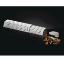 DDR BBQ Supply Napoleon Travel Smoker Tube made of stainless steel with wood chips on a black background