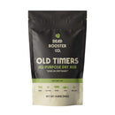 DDR BBQ Supply Dead Rooster Co Old Timers all-purpose dry rub in a black and beige stand-up pouch on a wooden table.