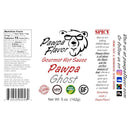 DDR BBQ Supply Pawpa Flavor Pawpa Ghost hot sauce label featuring nutrition facts, ingredients, and dietary icons.