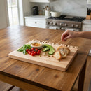DDR BBQ Supply large maple cutting board with hand-cut wooden letters spelling FELICIA & ROSS