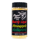 A spice bottle labeled Pawpa Flavor Bearly Legal Pineapple Hollapeno Seasoning & Rub from Pawpa Flavor LLC, featuring colorful text and a bear logo on the front. This sweet and spicy rub blends bold flavors in every shake and is perfect as a pineapple jalapeno seasoning for your favorite dishes. Net weight: 10 oz (283g).