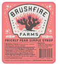 DDR BBQ Supply Brushfire Farms 40oz prickly pear simple syrup label with pink background and cactus illustration