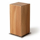 DDR BBQ Supply rotating magnetic knife holder made of natural acacia wood on a square metal base