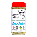A 9 oz (255g) bottle of Pawpa Flavor LLC’s Gone Fishin’ Seafood Seasoning & Rub features a red cap, bear logo, and labels indicating it is vegan, gluten-free, and low sodium. This citrus herb blend delivers delicious flavor in every sprinkle.