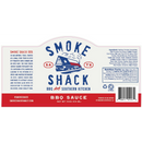 DDR BBQ Supply Smoke Shack BBQ sauce label featuring a rustic cabin illustration and San Antonio Texas branding