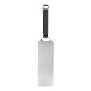 DDR BBQ Supply stainless steel griddle spatula with a heat-resistant ergonomic handle and integrated hanging loop.