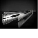 DDR BBQ Supply Napoleon stainless steel 15-inch grilling tongs with scalloped tips and an easy-lock slide mechanism.
