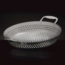 DDR BBQ Supply stainless steel Napoleon grilling wok with perforated sides and integrated handles for small foods.